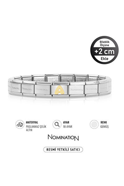 NOMİNATİON Italy Composable Klasik Paslanmaz Çelik Bileklik Gümüş Rengi ve 18...