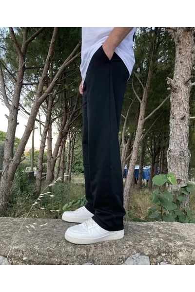 FİTGO Ανδρικό μαύρο αθλητικό παντελόνι Bagg Cut