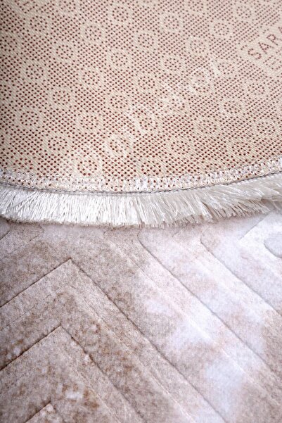 Dijidekor Χαλί Devetüyü Στρογγυλό με Φράντζα Πλένεται Αντιολισθητικό Χαλί Μπάνιου 90Χ90