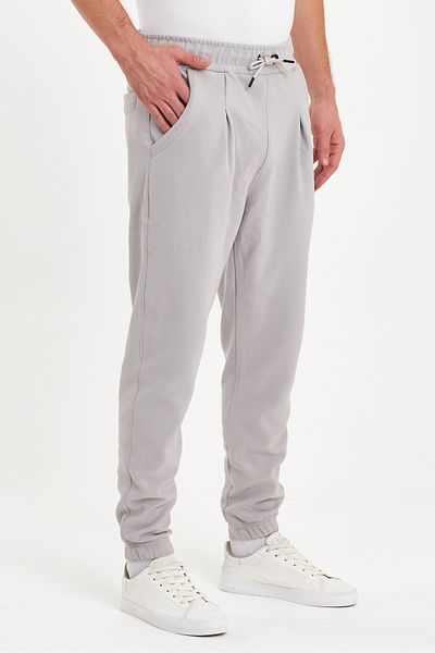 CLIPMAN Ανδρικό παντελόνι Jogger με κανονική εφαρμογή, λαστιχένιο πόδι, γκρι