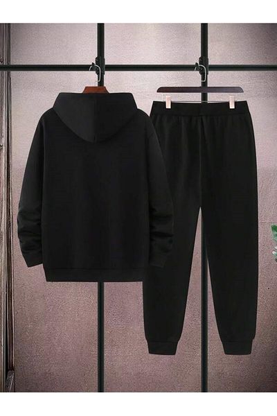 MOONBULL Unisex Σετ αθλητικής φόρμας με στάμπα με κουκούλα χαμόγελο
