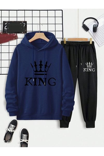 MOONBULL Ανδρικό Σετ φόρμας με κουκούλα με εμπριμέ king size