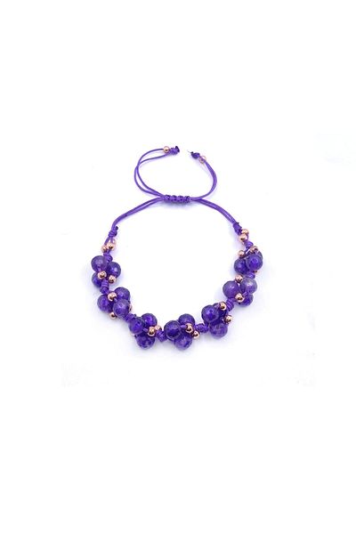 OSMANLI DEĞERLİ TAŞ Amethyst Natural Stone Bright Cut Bracelet with Ladder Closure Facet Special Design