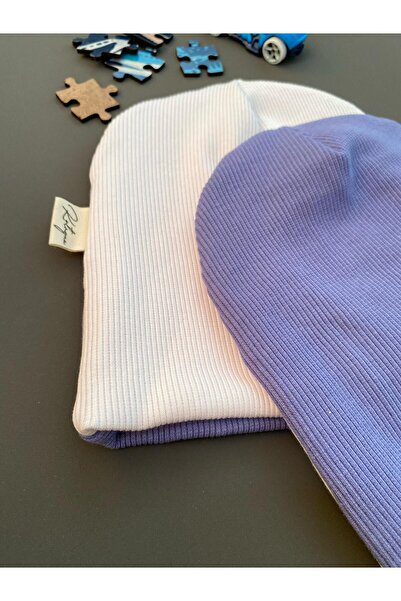 Kotryna Çift Renkli Bebek Şapka Bere Mat Pembe Leylak Renkli