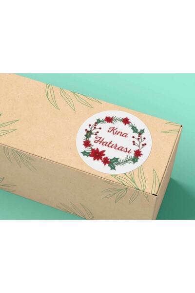 bisaccia Kına Etiketi Çelenk Mat Sticker Kınamıza Hoşgeldiniz 4 Cm (100 Adet)