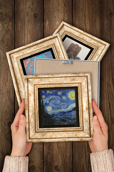 Pinecone Van Gogh Starry Night, Almond Tree, Irises, Self Portrait Stone Wall Painting Framed Wall Decor