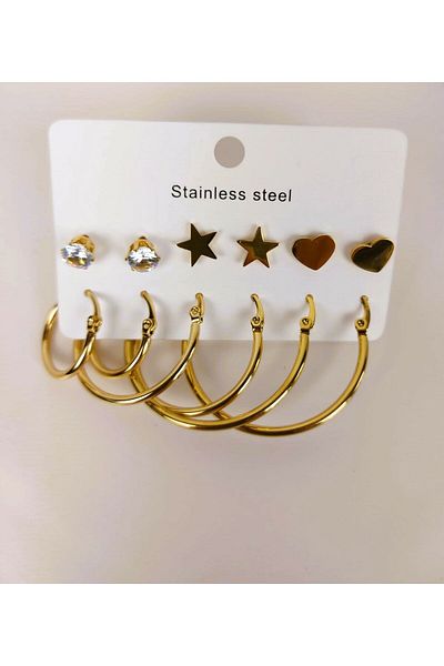 Pelek Butik Çk79 Model Multi Steel Earrings