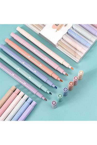 Kawaii Morandi Double Ended Ultra Soft Pastel Highlighter Set