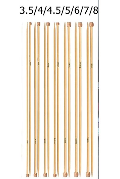 Sultan 35 CM BAMBU ÖRGÜ ŞİŞ SETİ 3.5/4/4.5/5/6/7/8 OLMAK ÜZERE TOPLAM 8 ADET