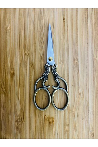 Öztürk Antique Shaped ScissorsAt Home, Office, Sewing, Embroidery, Promise, Engagement, Wedding and Invitations13cm
