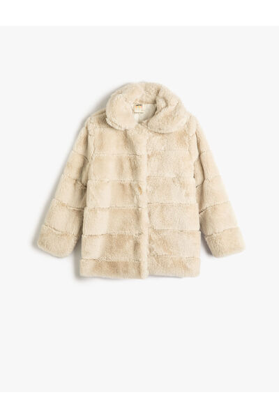 Koton Плюшено палто с памучна подплата и затваряне с щракване