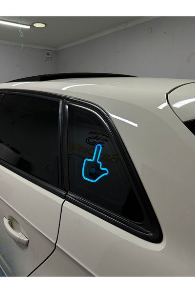 3dbaydesign Car Interior Neon LED Light Decor MEDIUM FINGER (12 Volt Suction Cup ICE BLUE)