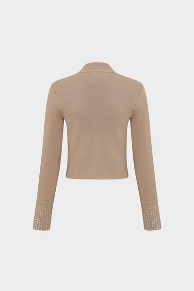 Açelya Okcu Premium Half Fisherman Strap Stoned Women's Knitwear Sweater