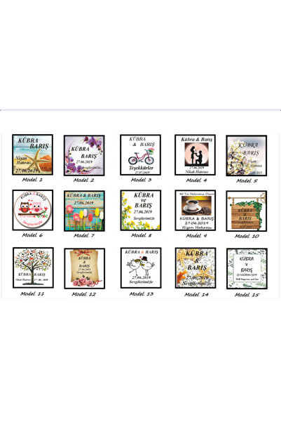 Murat Süs İsim Kartı (3x3cm) | Nikah Şekeri Malzemeleri | Nikah Düğün Söz Hed...