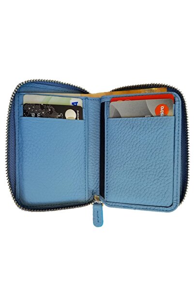 Naturel Tılsım Mini Zippered Wallet Genuine Leather / Turquoise / Matte Arsel