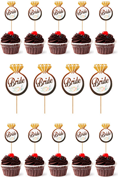 Yusuf Dirik YD Party Supplies Cupcake Kürdanı Altın Varaklı Bride To Be Temal...
