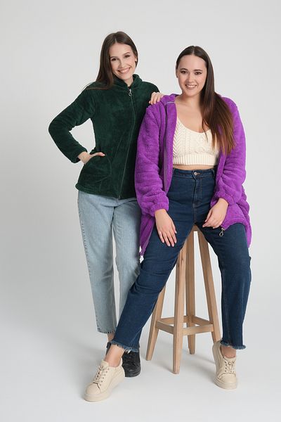 MODA VUSLAT Cardigan mov lung cu fermoar pentru femei