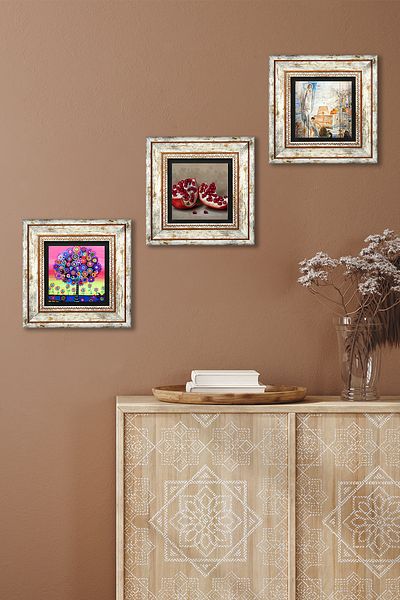 Pinecone Salvador Dali, Karla Gerard Tree of Life, Pomegranate Stone Wall Painting Framed Wall Decor