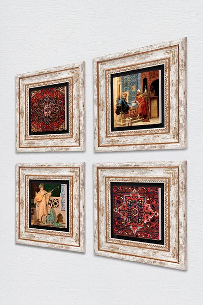 Pinecone Pattern, Chess Game, Two Musicians Girl Painting Stone Wall Painting Framed Wall Decor Painting of 4