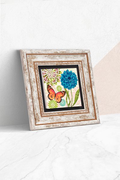 Pinecone Butterfly Stone Wall Painting Framed Wall Decor Wall Art Tk1-215