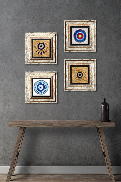 Pinecone Vulcan Stone Pictură de perete Decorație de perete înrămată Set de pictură de 4 piese Artă de perete TK4-1490