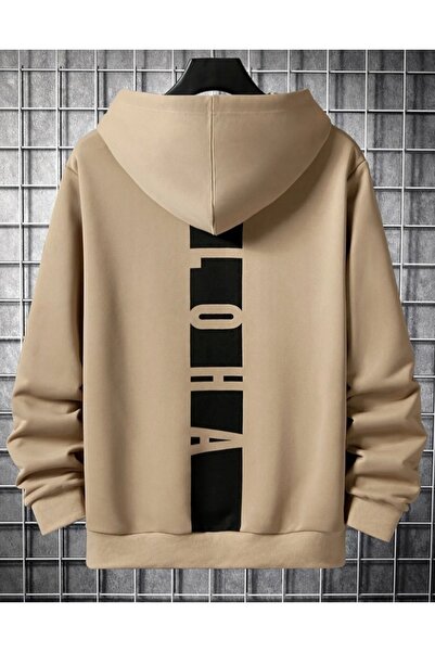 Elvino Bež Aloha Štampano dukserica sa kapuljačom - 3 niti 3thread