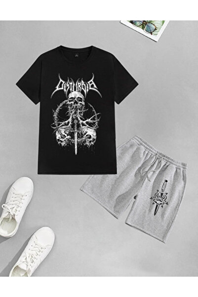 TRENDKUTU LUNAVISTA Unisex Grunge Streetwear - Σετ σορτς και μπλουζάκια με γο...