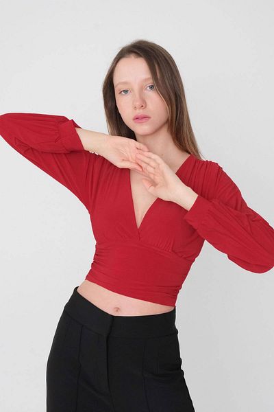 Addax V-neck Low-cut Blouse B13079-n6
