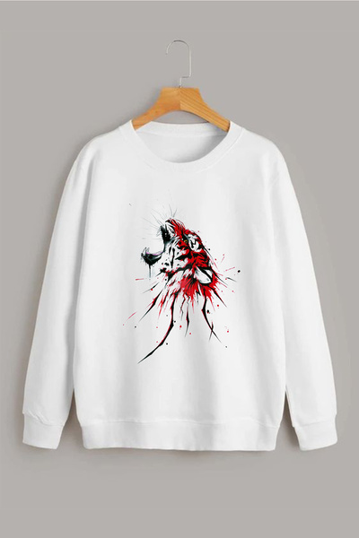 Vordevia Kaplan Štampano Bela Oversize kroj Dukserica sa okruglim izrezom