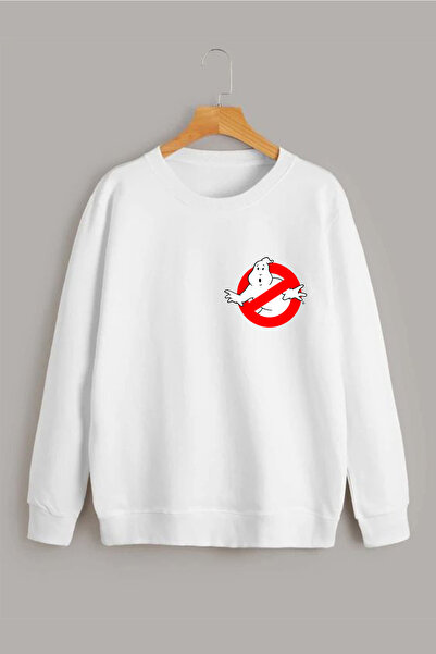 Vordevia Ghostbusters Štampano Bela Oversize kroj majica sa okruglim izrezom