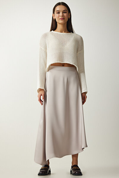 Happiness İstanbul Női nerc aszimmetrikus formázott szatén szoknya UB00218