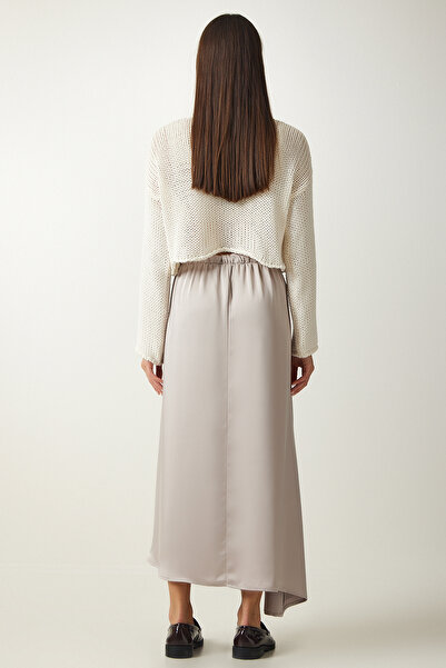 Happiness İstanbul Női nerc aszimmetrikus formázott szatén szoknya UB00218