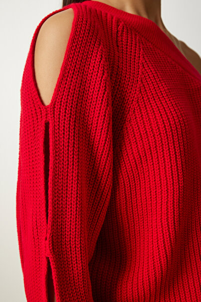 Happiness İstanbul Pulover de damă, roșu, cu o singură mânecă, tricot PF00059