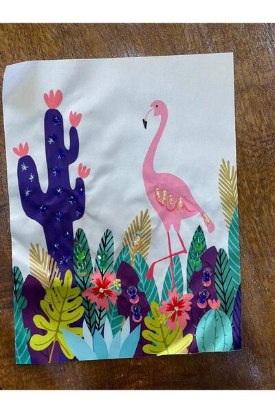 Gönülden Tasarım 26x20 cm Pietre cu paiete Mărgele brodate Filamingo Applique...