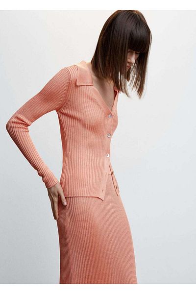 MANGO Woman Polo Collar Cardigan