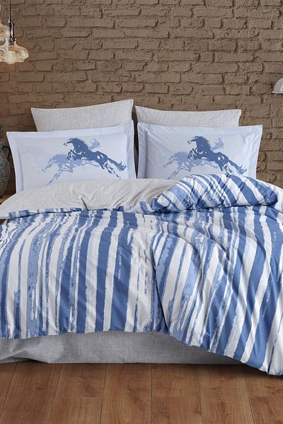 Hobby Cascade Blue Poplin - Double Duvet Cover Set