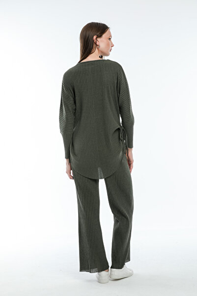 Ozan KOÇ Women's Khaki Side Lace-up Tunic-Pants Set