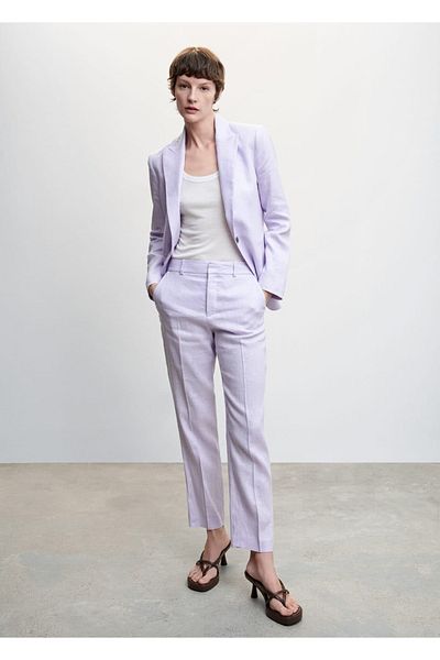 MANGO Woman 100% Linen Trousers
