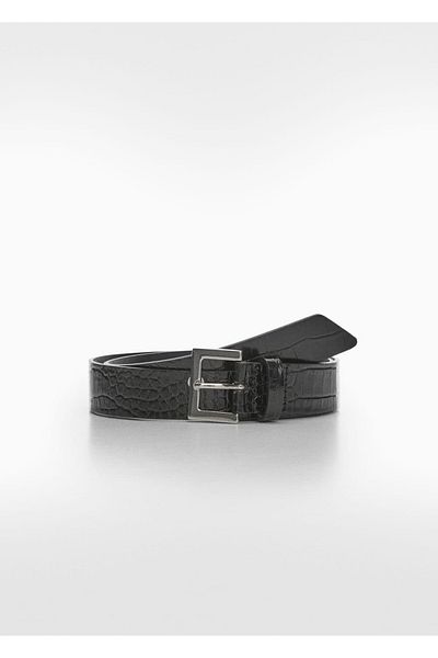 MANGO Woman Crocodile Patterned Leather Belt