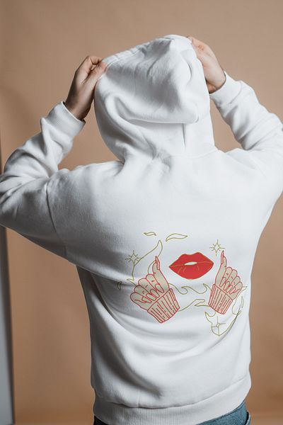 AEMİ Φούτερ με στάμπα Unisex με κουκούλα oversize