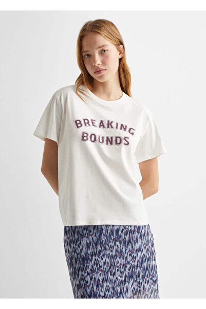 Mango Teen Tricou cu maneca scurta cu text