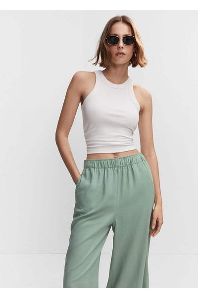MANGO Woman Παντελόνι Culotte από λινό