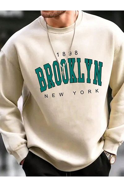 AEMİ Φούτερ Unisex Brooklyn Printed Crew Neck Oversize