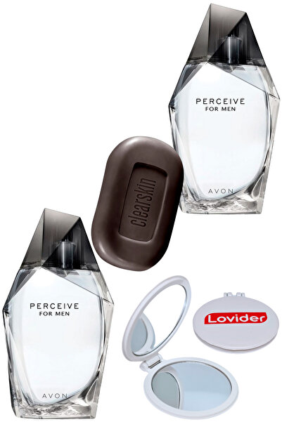 AVON Perceive Erkek Parfüm EDT 100ml X 2 Adet + Kömürlü Sabun + Lovider Cep A...