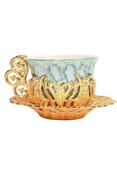 KT HOME Turkish Coffee Presentation Set Metal Coffee Cup Set Coffee Cup Coffee Espresso Cup Porcelain