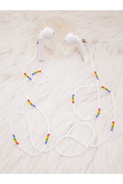 HAPPY HANDMADE UNİSEX GÖKKUŞAĞI AİRPODS UYUMLU ZİNCİR KULAKLIK ASKISI 80CM