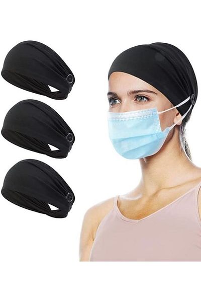BERG Unisex Face Mask Ear Relaxing Hair Band Holder Mask Buttoned Bandana