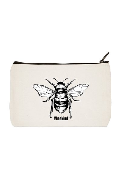 designedfy Bee Kind Printed υφασμάτινη τσάντα μακιγιάζ Θήκη για στυλό Τσάντα χειρός