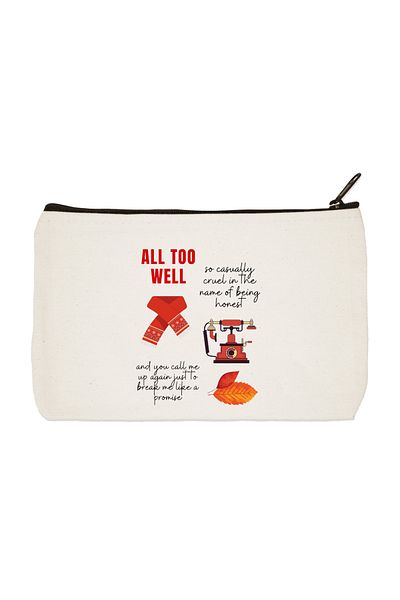 designedfy Taylor Swift All Too Well Printed υφασμάτινη τσάντα μακιγιάζ Τσάντα χειρός με μολύβι