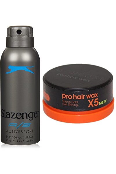 Slazenger Activesport Mavi Deodorant Spray (150 ml) + Morfose Pro X5 Men Strong Hold 150 ml Wax